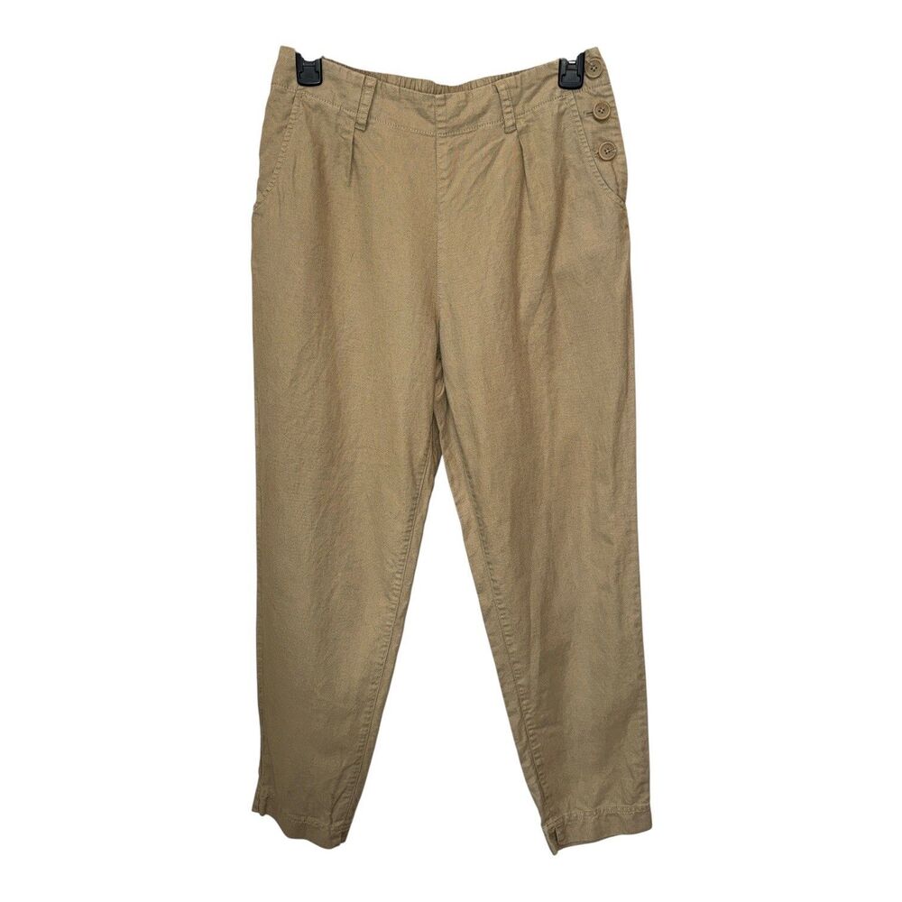 Seasalt Cornwall Nanterrow Trousers Size 6 Beige Tan Linen Blend Tapered Pants